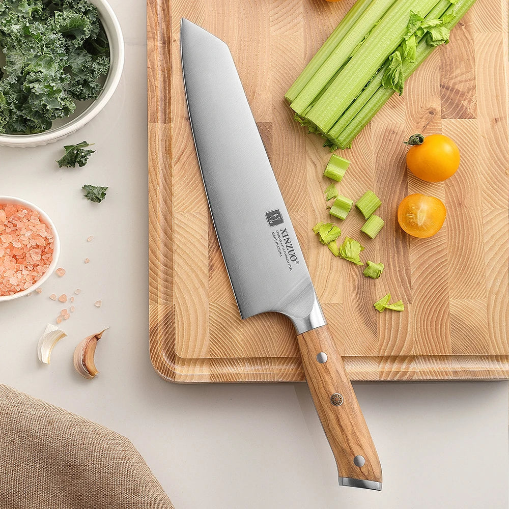 XINZUO 8.3 Inches Bunka Knife Super Sharp Kitchen Knife With High Quality Olive Wood Handle Household Tools Fine Workmanship