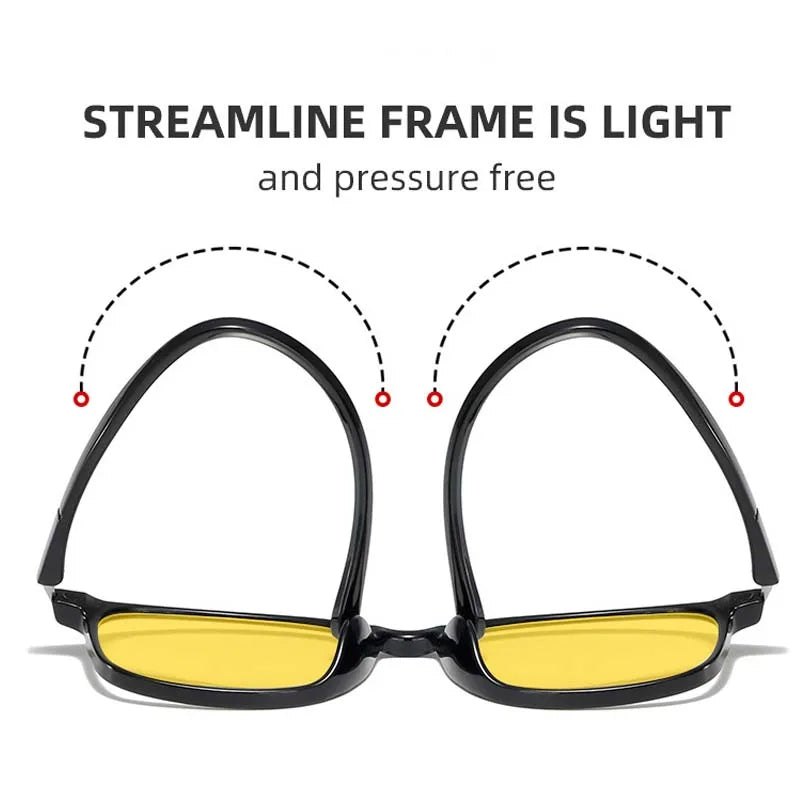 Anti-Glare Night Vision Driving Myopia Glasses for Women Men Ultralight Square Frame Eyeglasses Retro Minus Eyewear To-4.0