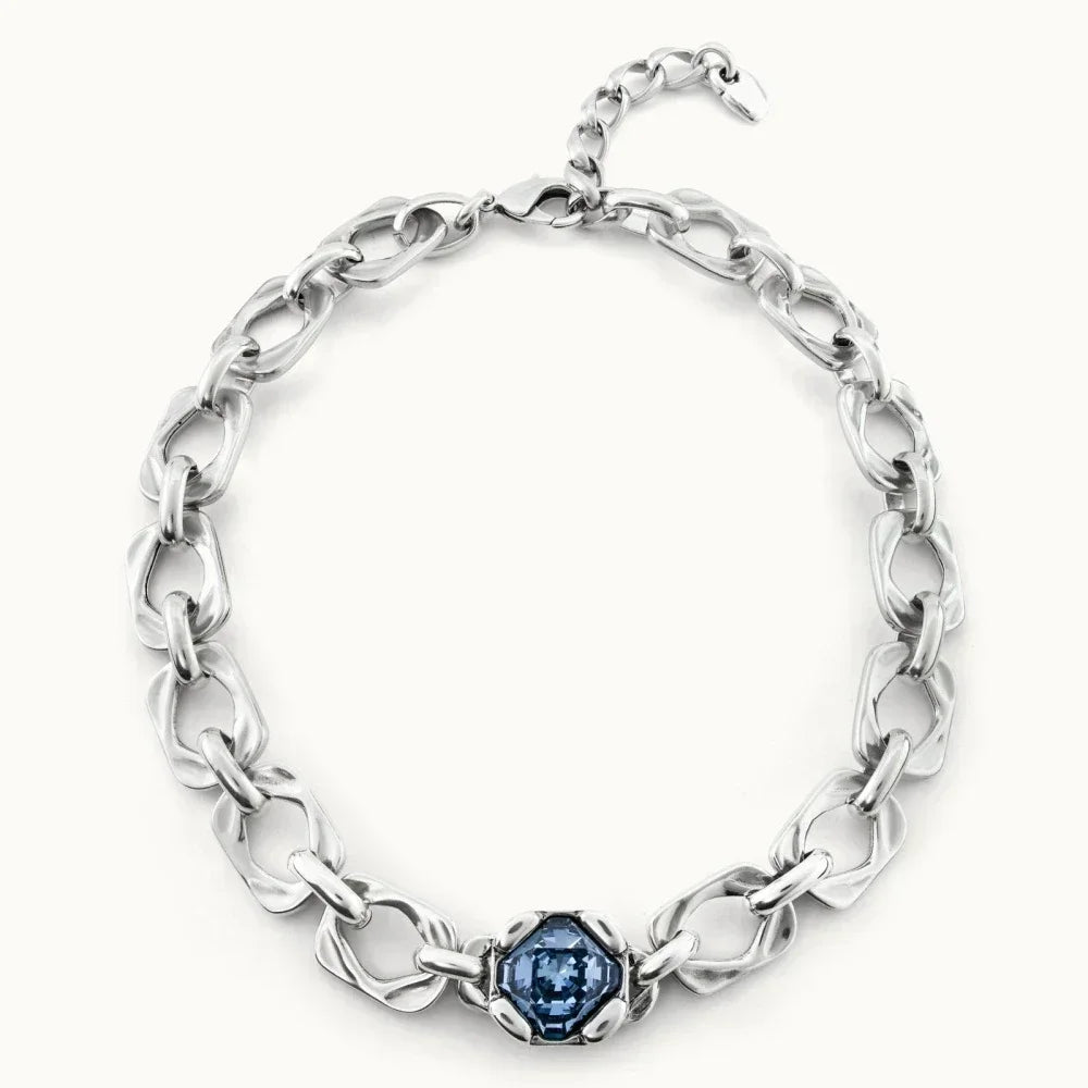 Summer New High-quality Classic Blue Crystal Chain Necklace, Women's Collarbone Chain Accessories, Gifts for Friends' Banquets