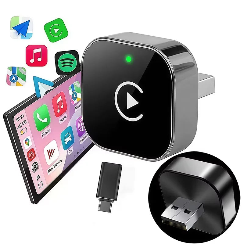 Vyvylabs Wireless Carplay Adapter Converts Wired Carplay to Wireless Connectivity Plug-and-Play for Android Auto for iPhone 10 And Above And Android 11 And Above