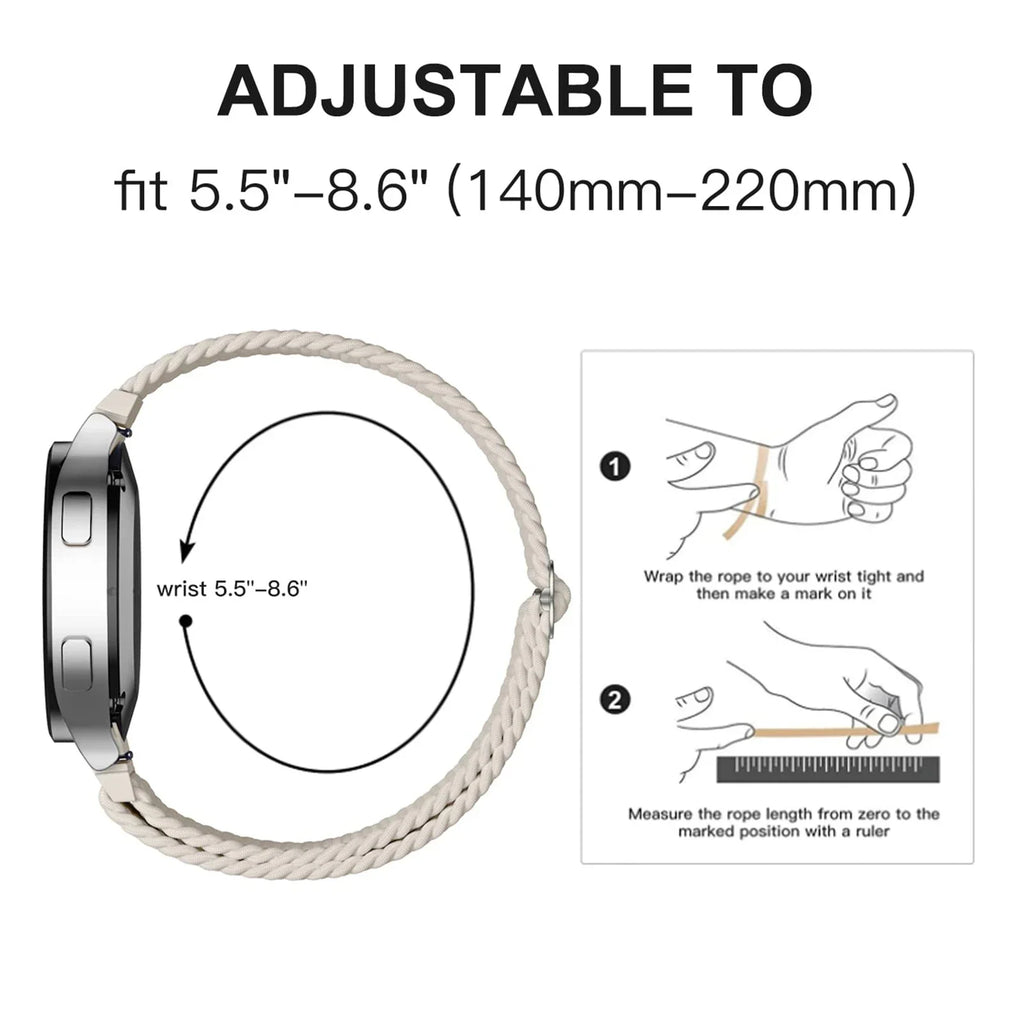 Nylon Strap for Samsung Galaxy Watch 7 6 5 4 40mm 44mm 6Classic 43/47mm 20mm 22mm Braided Solo Loop Band for Huawei Watch 3 4Pro