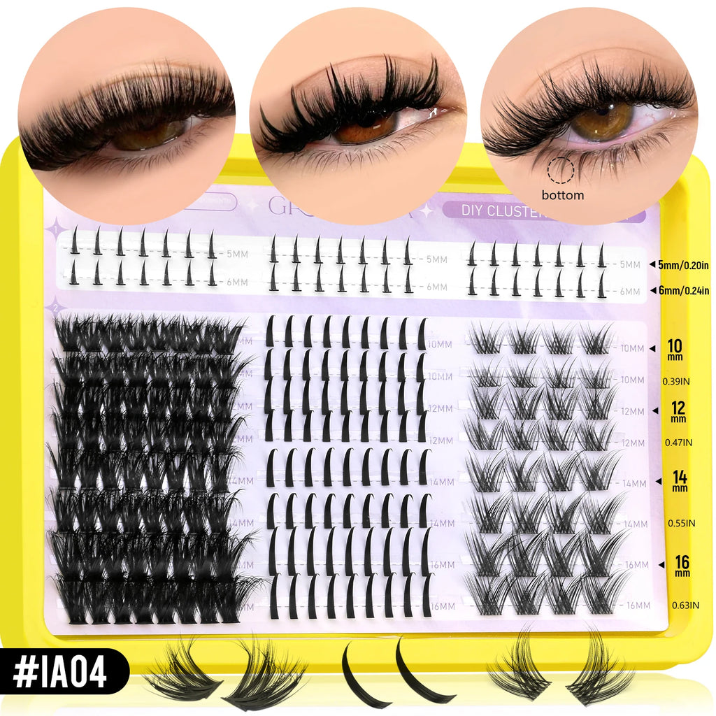 GROINNEYA Manga Lashes Cluster Lashes Natural Eyelash Extension Cluster Natural Volume Individual Lashes Mixed Tray Lashes