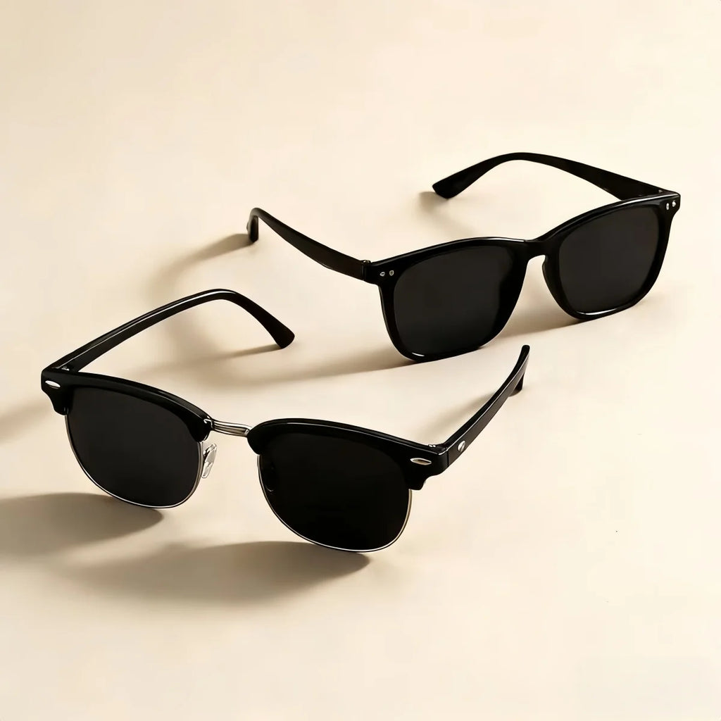 2pcs Fashion Sunglasses Glasses European and American Retro Unisex Classic Y2K Trendy Versatile Sunscreen Lightweight Frame Sung