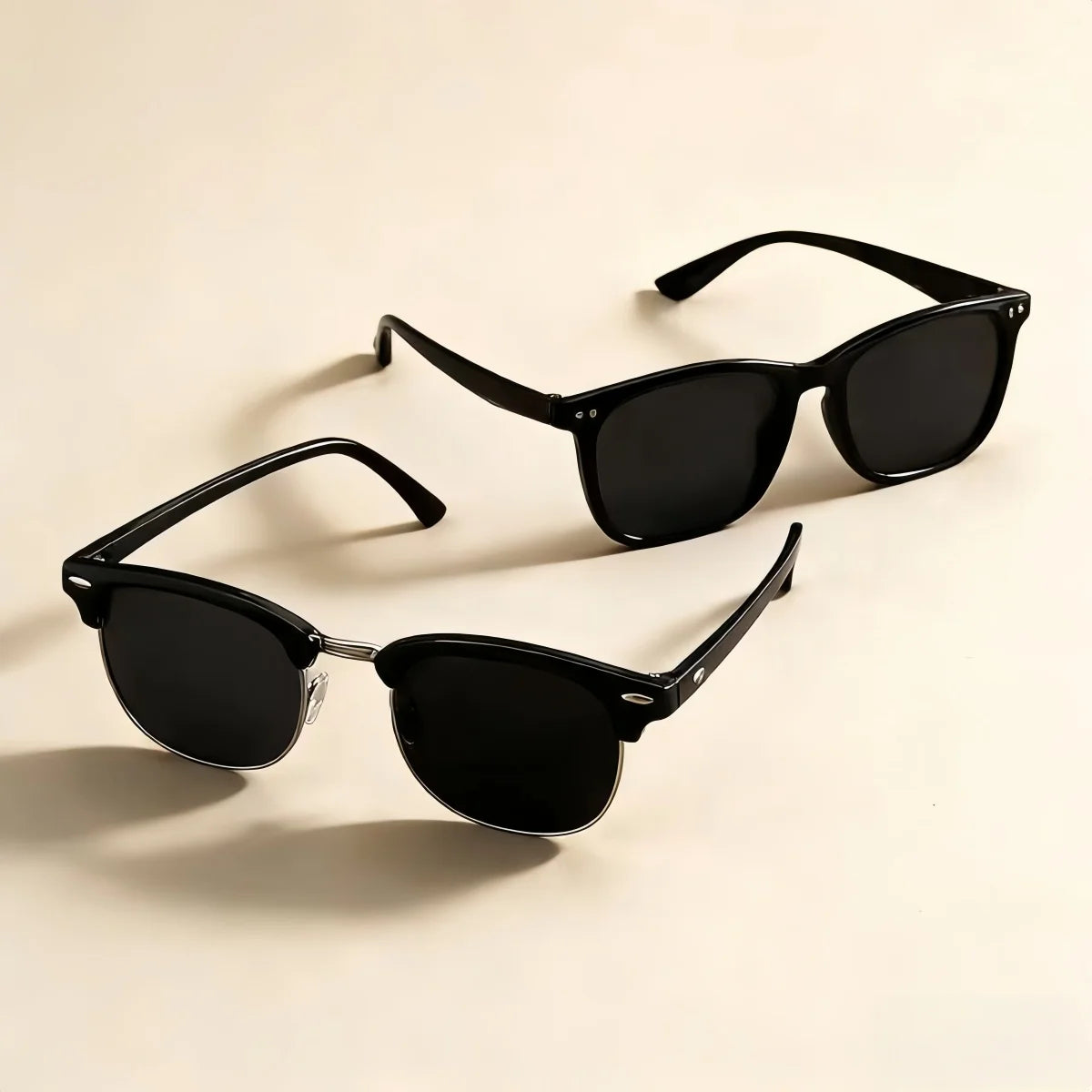 2pcs Fashion Sunglasses Glasses European and American Retro Unisex Classic Y2K Trendy Versatile Sunscreen Lightweight Frame Sung