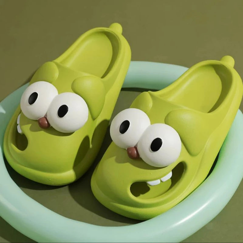 Tongue Kiss Slippers Big Eye Dog Slippers,Cute Funny Big Eye Dog Fun Cartoon Package Head Eva Slippers For Women