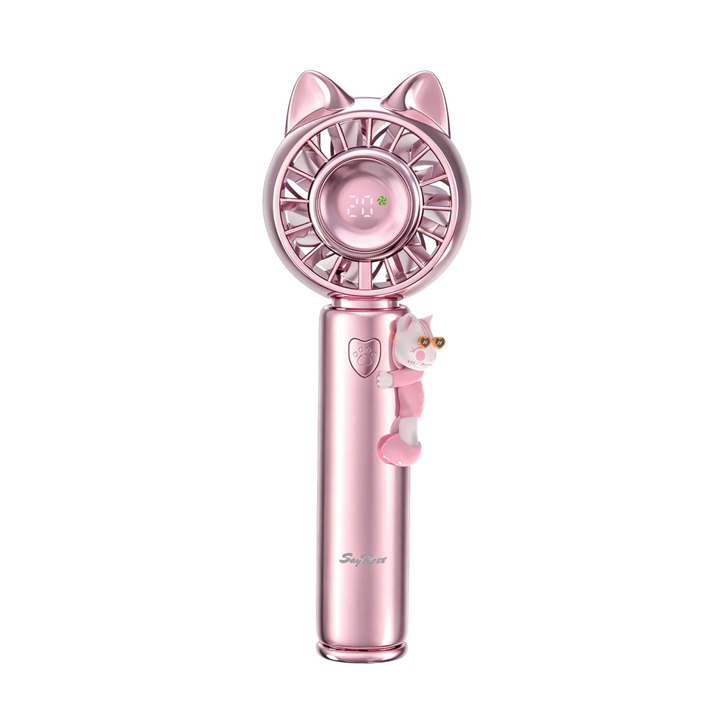 SayRose FS-53 Cute Pet Handheld Fan Ice Compress Cooling 5 Speed Mini Portable Rechargeable Fan Lightweight Hand Fan Birthday Gift For Girls