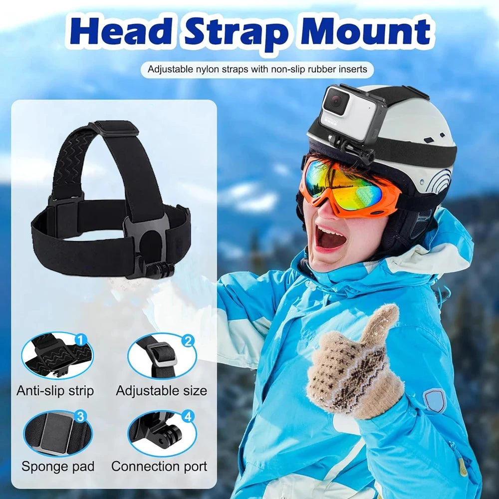 Accessories Kit Head & Chest Strap Mount Adjustable Phone for GoPro Insta360 DJI OSMO Nano SJCAM AKASO Action Camera Smartphones