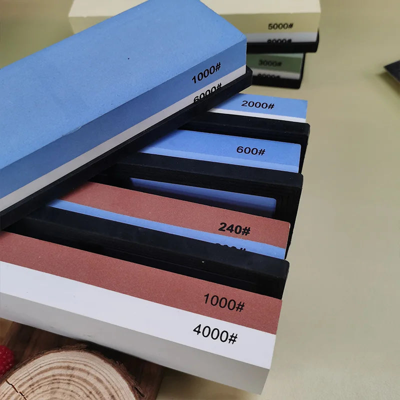 Professional Knife Sharpening Stone Kit 400/1000 3000/8000 Grit Non-slip Bamboo Base Double-side Knife Whetstone Angle Guide