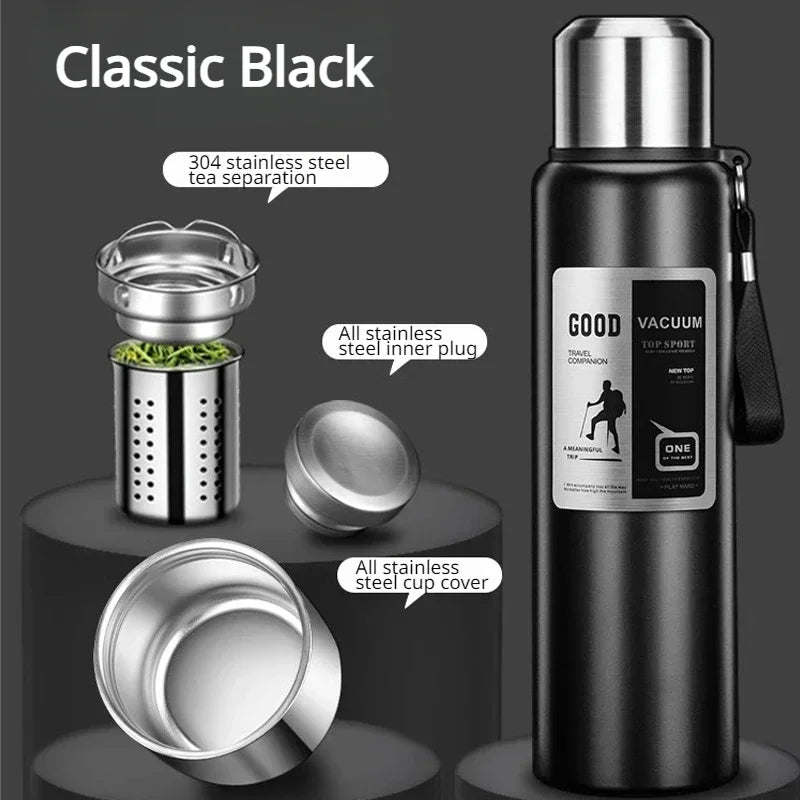 800-2000ML Stainless Steel Thermos Bottle Large Capacity Outdoor Water Bottle Covered Lifting Rope Tumbler Thermo Bottle