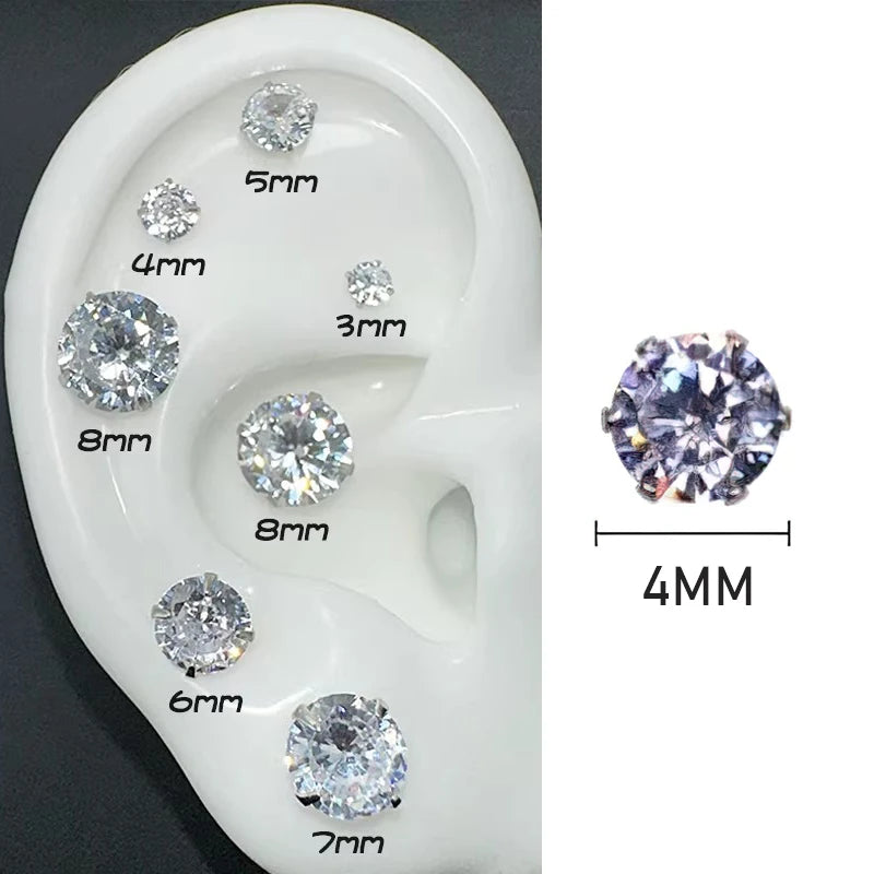 Punk Style Round Zircon Magnet Earrings Crystal Strong Magnetic Ear Stud Clip Earrings for Men Women Non Piercing Jewelry Gift