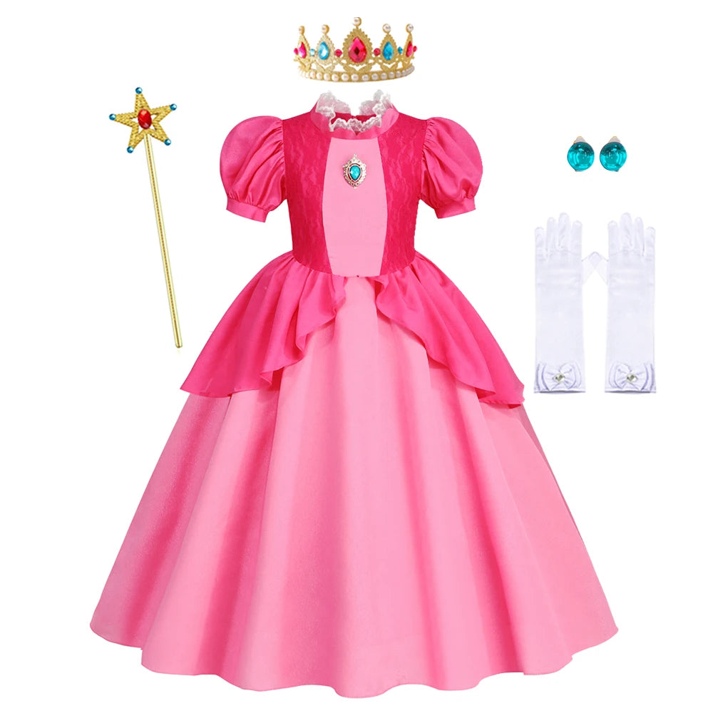 Peach Dresses For Girls Halloween Costume Carnival Birthday Dress Princess Clothes Party Cosplay Kids Vestidos