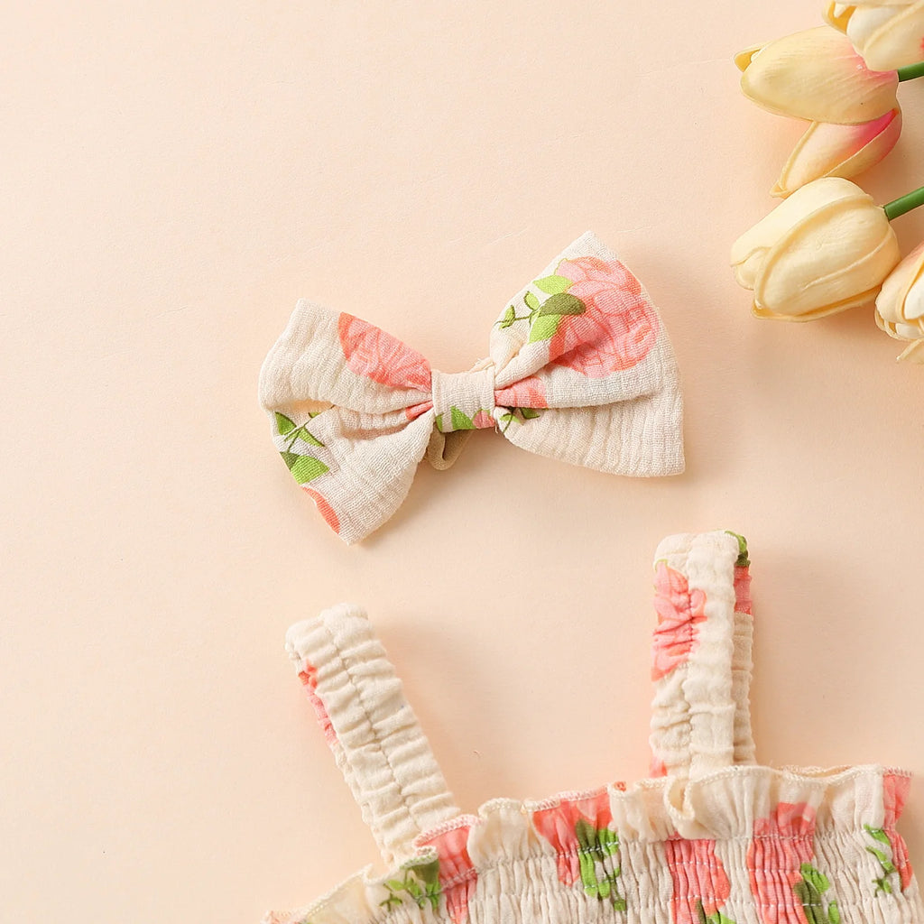 Summer female infant peach embroidered triangular Romper sweet and cute