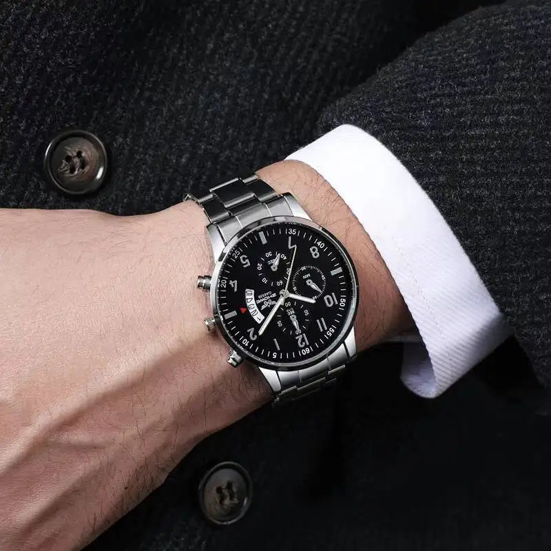 Luxury Men Business Watches Fashion Calendar Quartz Watch Male's Clock Reloj Hombre