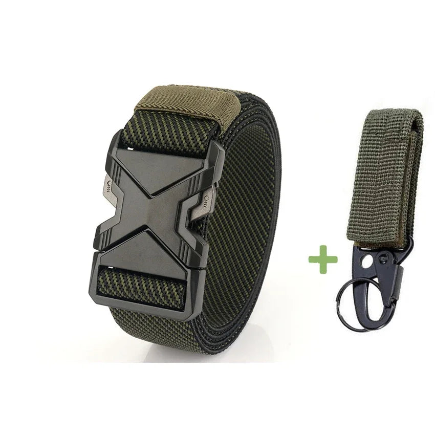 New Quick Release Metal Pluggable Buckle Tactical Belt Breathable Elastic Military Belts For Men Stretch Pants Waistband Hunting