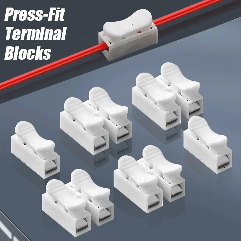 Quick Wire Connectors 1P 2P Screwless Spring Clamp Terminal Block No Soldering Cable Terminals For Electronics Wiring Connection