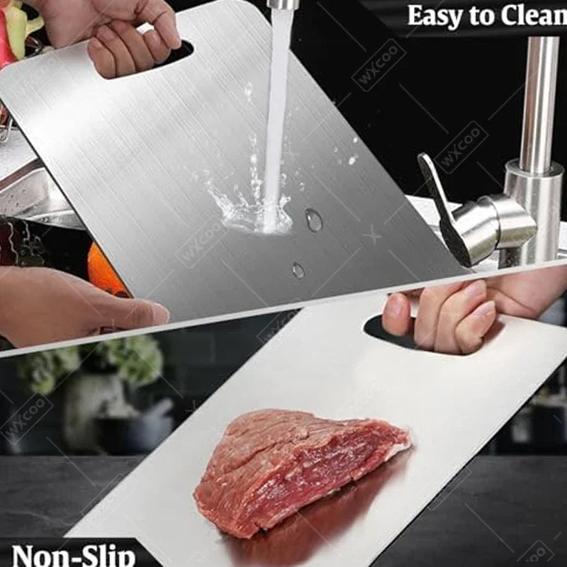 WXCOO Kitchen Cutting Board Thickened Stainless Steel Boards for Cut Vegetables Fruit Meat Food Grade Chopping Cutting Boards