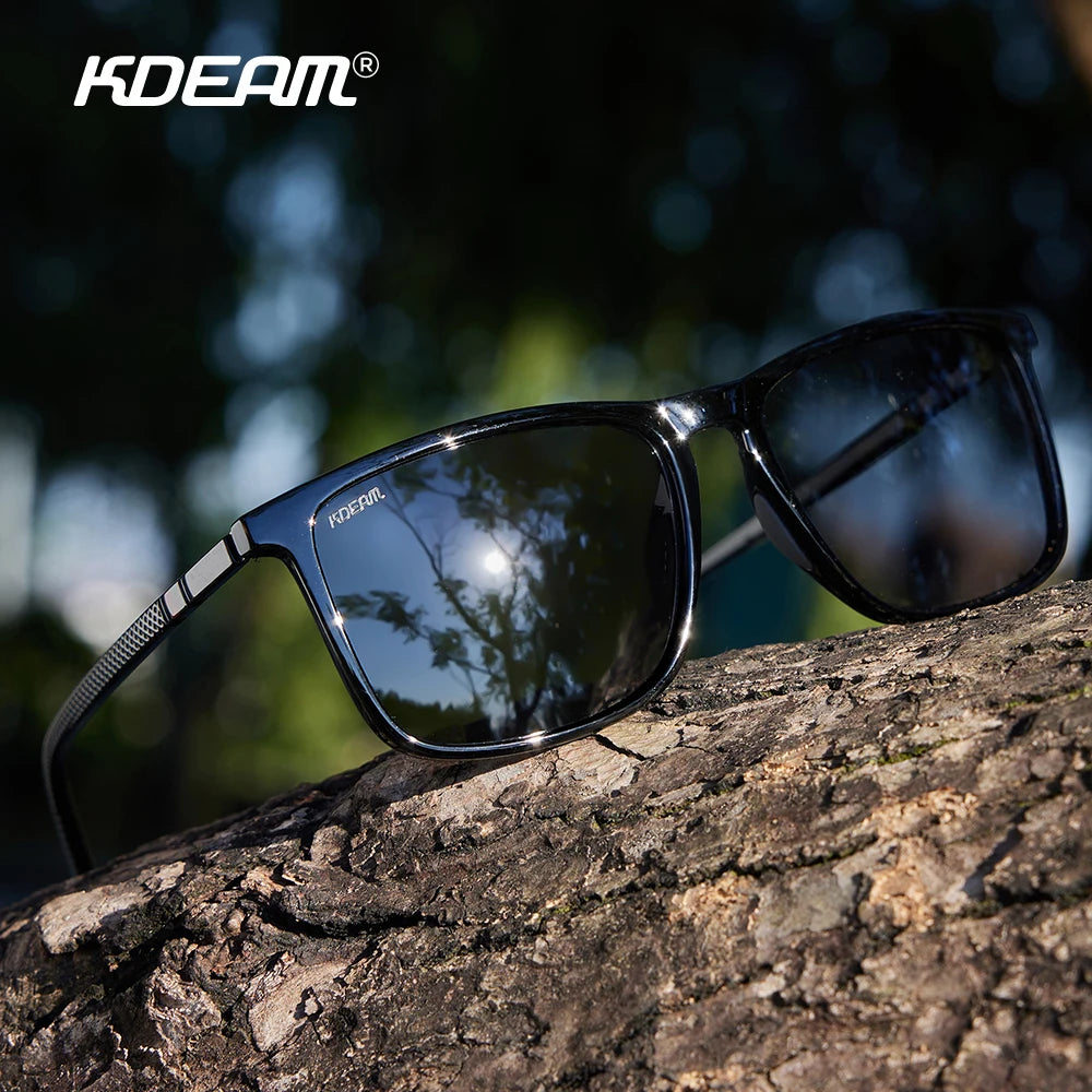 KDEAM Large Frame Square Polarized Sunglasses Photochromic Sun Glasses Men Women Outdoor Driving Eyewear Big Head Friendly