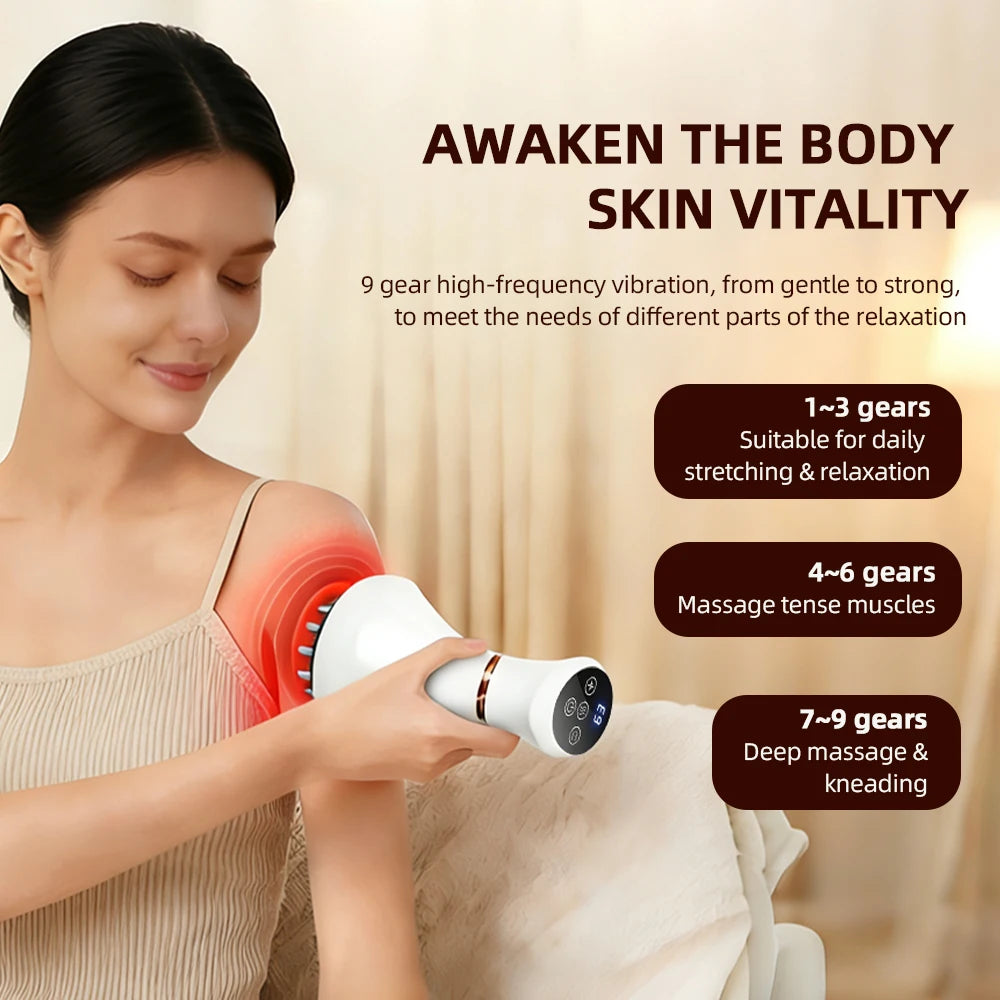 Electric Meridian Brush Vibration GuaSha Body Massager Body Scraping Massage Comb Muscle Relaxing Massager Edema Removal Scraper