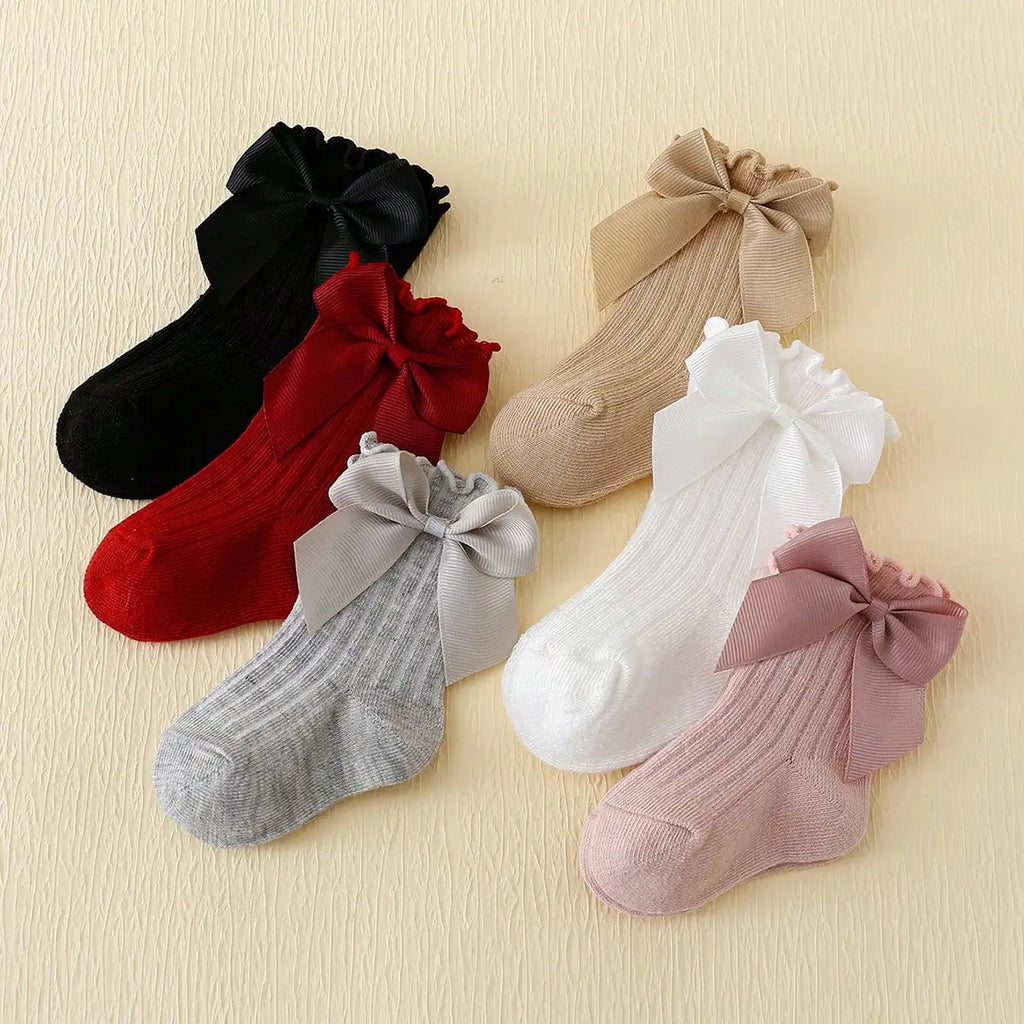 6 pairs of Rowan Bow lace baby bubble mouth socks