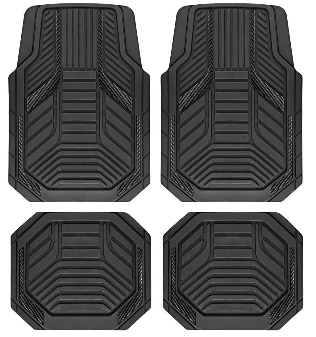 Heavy Duty Rubber Floor Mats, Purple Aluminum Film Car Mats Set, Front and Rear Car Mats with Anti-Slip Backing, All Weather Protection, Trim-to-Fit for Automotive SUV, Sedan, Van