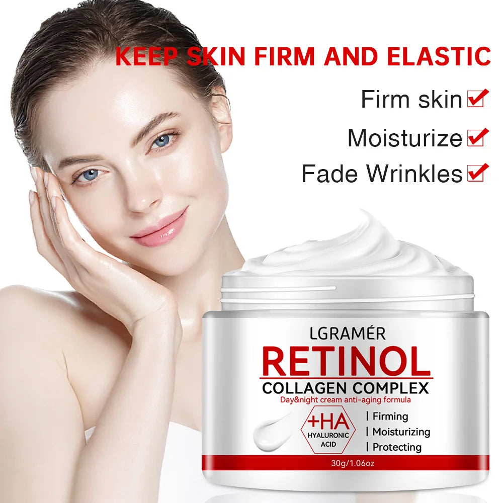 Retinol Collagen Younger Face Cream Moisturizing Smoothes Wrinkles Collagen Hyaluronic Acid Creams Skin Care Cosmetic 30g/60g