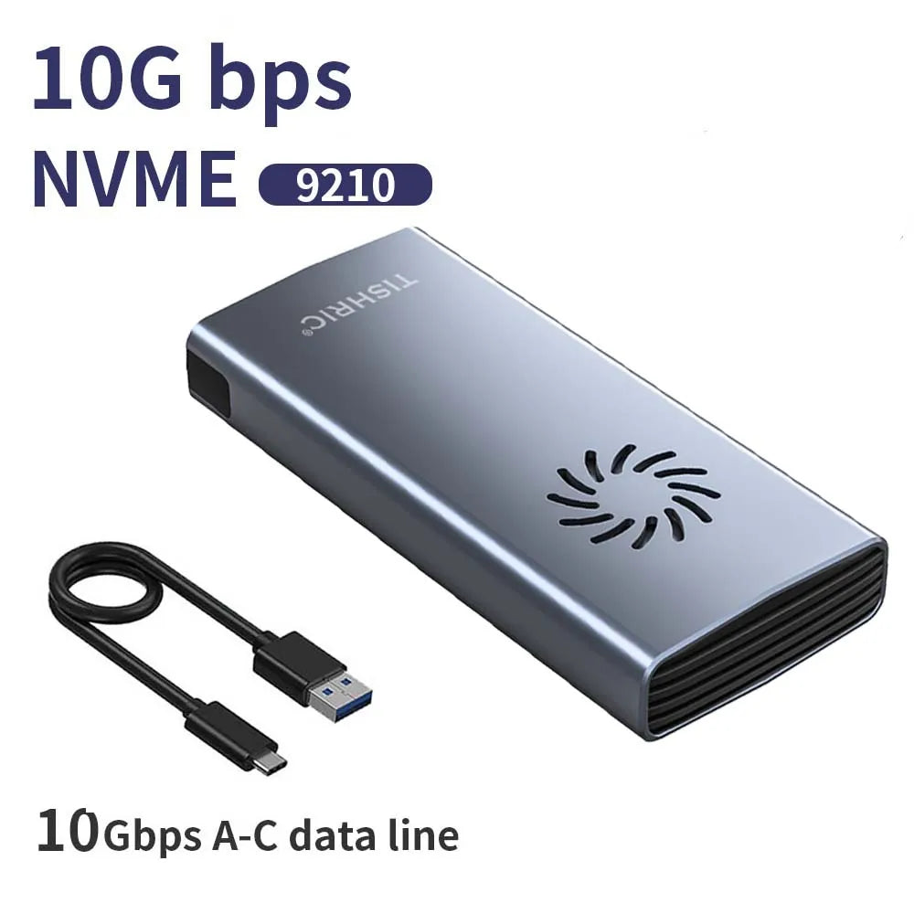 TISHRIC 10Gbps/20Gbps M.2 M/B+M-Key SSD M2 NVME External Hard Drive Enclosure Single/Dual Protocol With Cooling Fan For Gaming