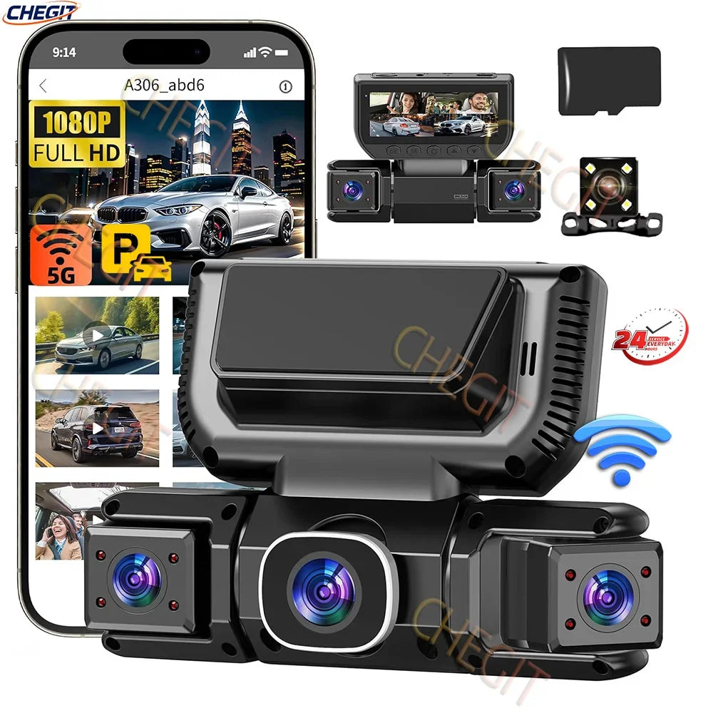 360 Degrees 4Camera Front Left Right Rear View camera WIFI 1080P Video Recorder Car DVR Dash Cam 4 Way add 24H Hardware Kit
