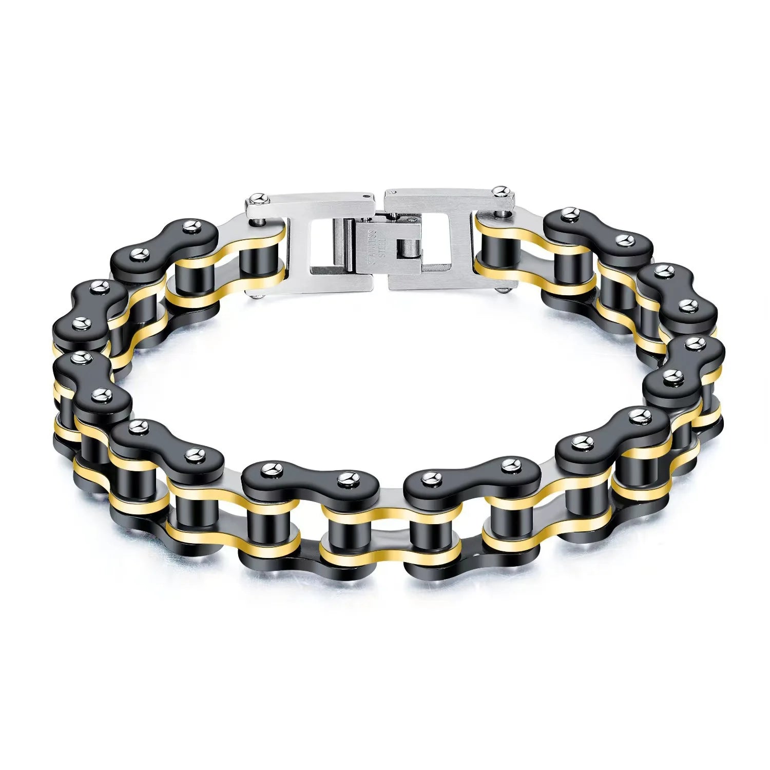 Cross-border European and American non-fading men's stainless steel trendy rock and roll bike motorcycle bracelet