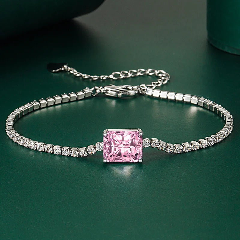 Nice Moissanite Tennis Bracelets for Women Luxury Wedding Engagement Jewelry 925 Sterling Silver Bangles Plated 18K white gold