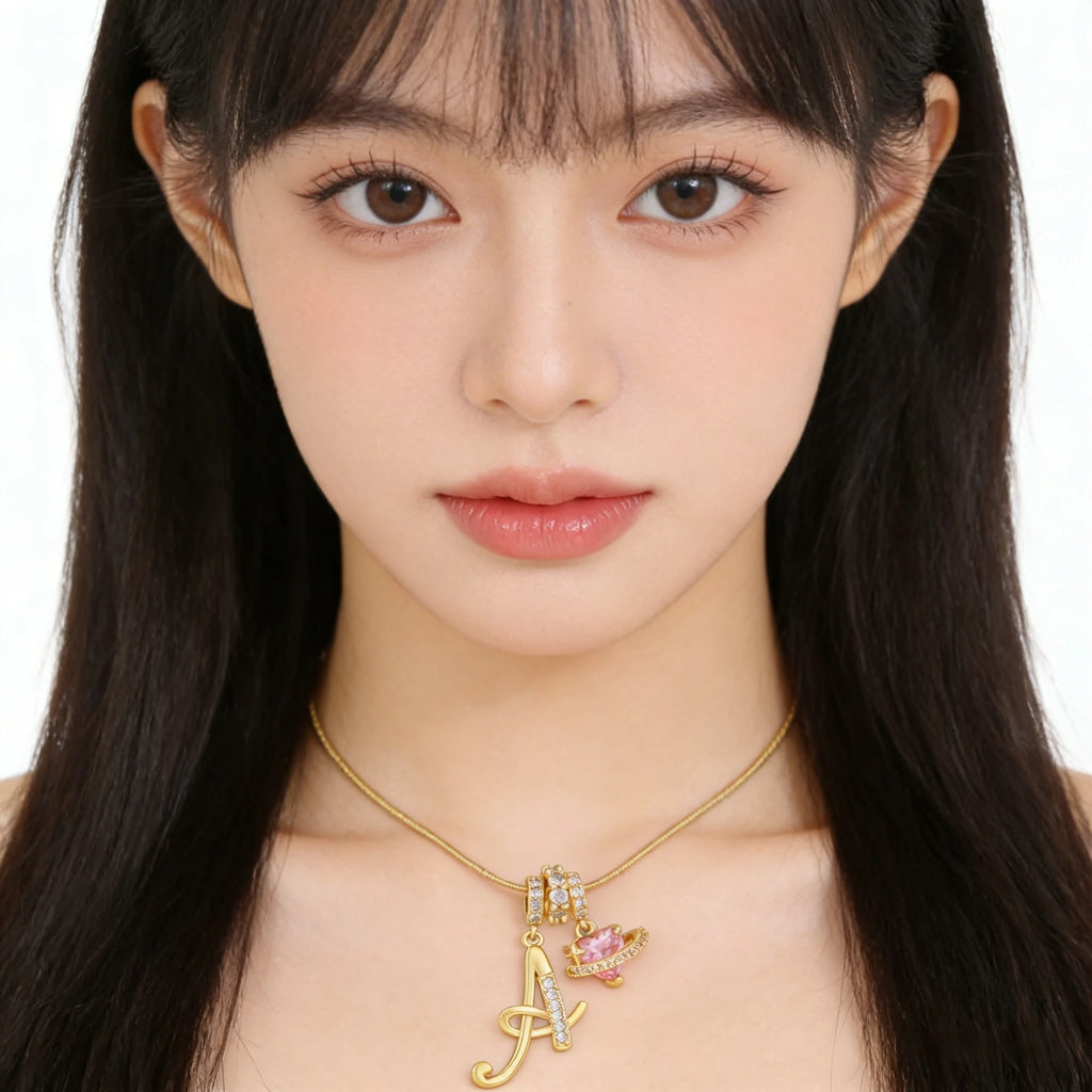 Fashion 26 English Letter Necklace for Women Sweet Girl Light Luxury High-End Stainless Steel Accessory Birthday Gift