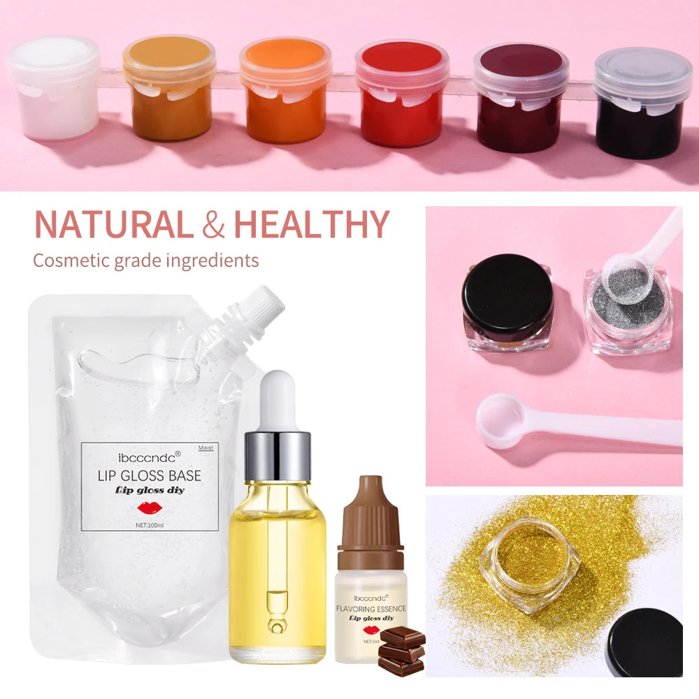 DIY Lip Gloss Making Kit Moisturizing Lip Gloss Base Diy Raw Material Tool Kit Shiny Glitter Lip Tints Glaze Handmade Cosmetic