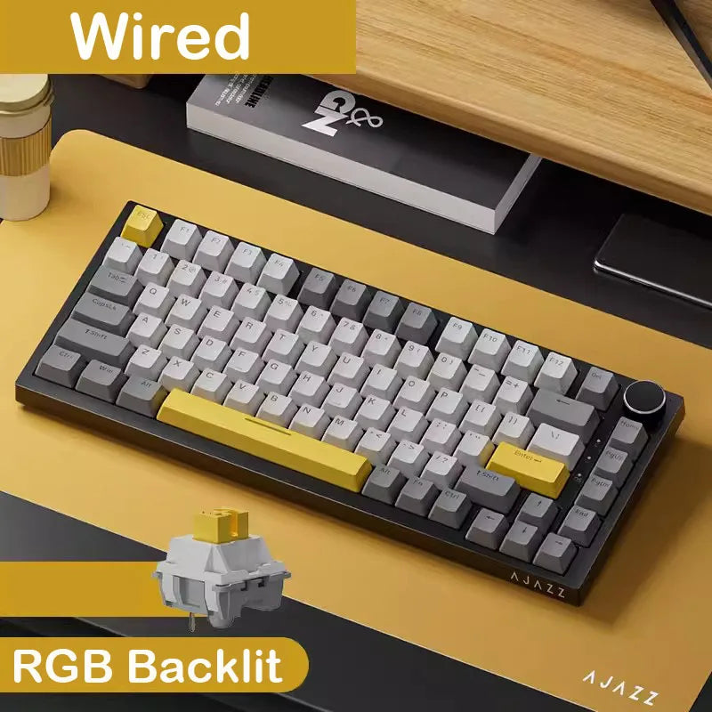 AJAZZ AK820 Wireless Gaming Keyboard, GASKET Structure, RGB Backlight, 5-Layer Sound Dampening Foam, PBT Keycaps