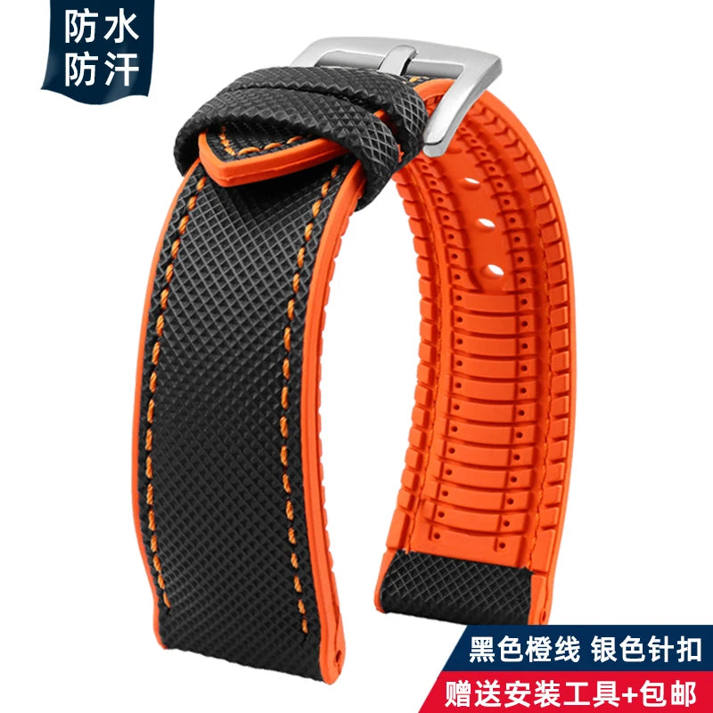 For Longines Seiko water ghost Hamilton series nylon rubber Bottom watch strap 20mm 22mm 23 Strap Men soft Waterproof Wrist Band