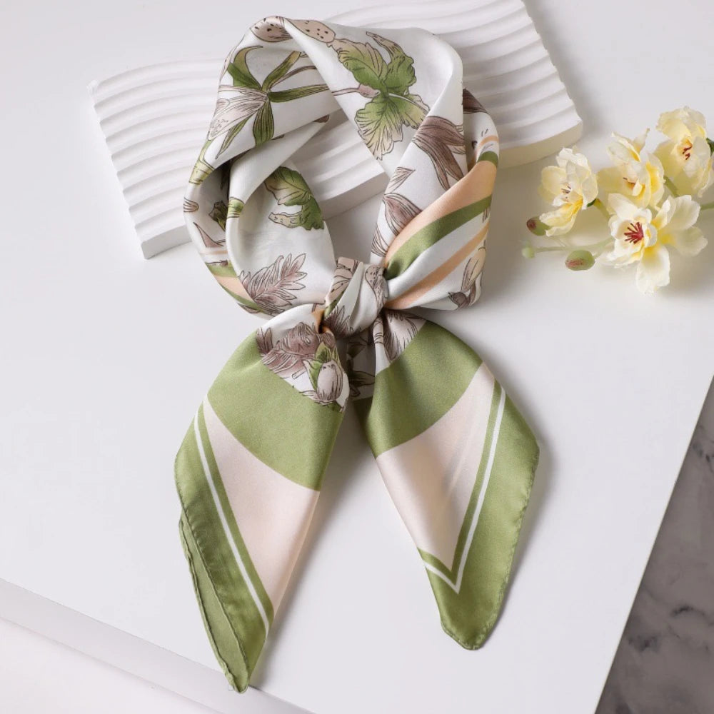2025 New Yellow Lemon Print Square Silk Scarf for Women 70*70cm Neck Ties Fashion Decorate Neckerchief Female Hijab Bag Ribbions