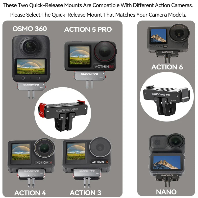 Magnetic Adapter For DJI Osmo Action 5 Pro OSMO 360 / NANO Quick-release Plate for DJI Action 6 4 3 Camera Expansion Accessories