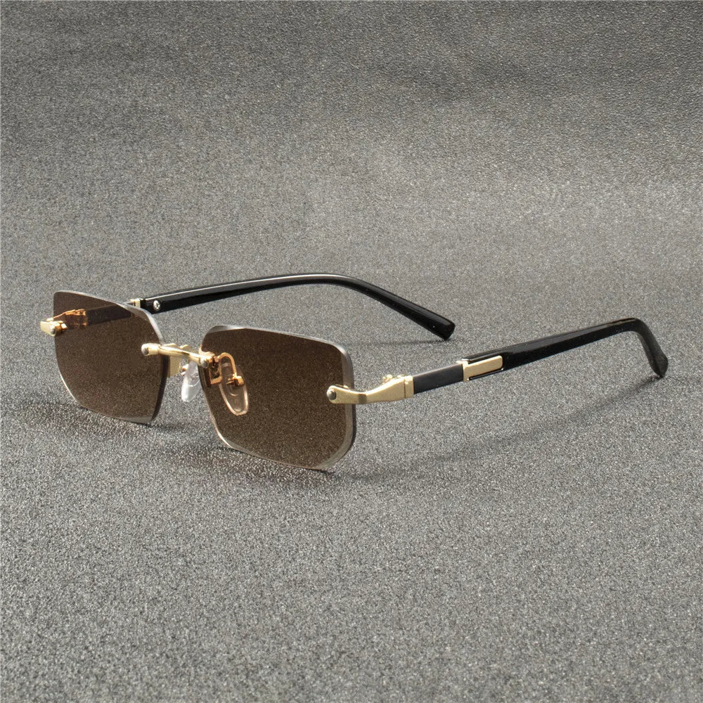 5PCS Rimless Sunglasses Rectangle Fashion Popular Women Men Shades Small Square Sun Glasses  For Female male Summer Traveling