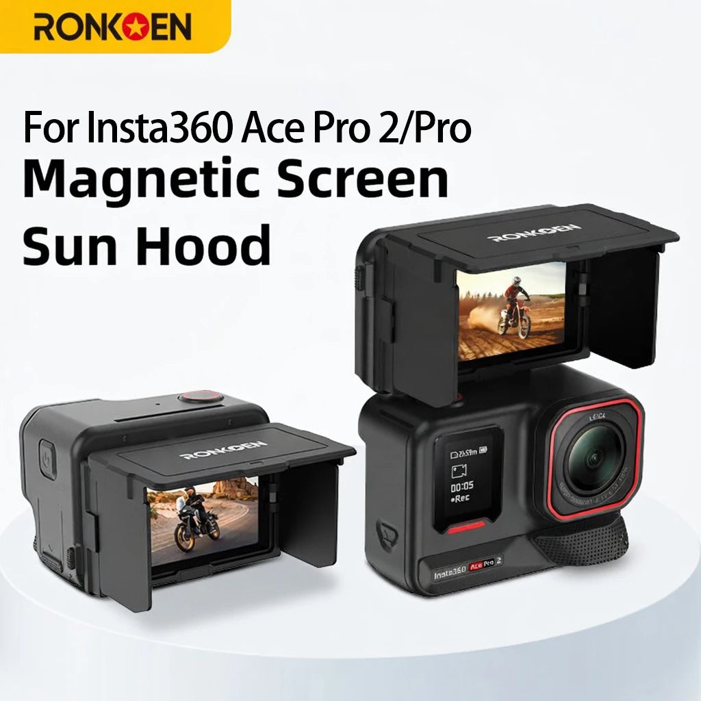 RONKOEN SR-ARC-1 For Insta360 Ace Pro 2/Pro Magnetic Sun Hood Foldable Anti-Glare Screen Shade Snap-On Sports camera accessories