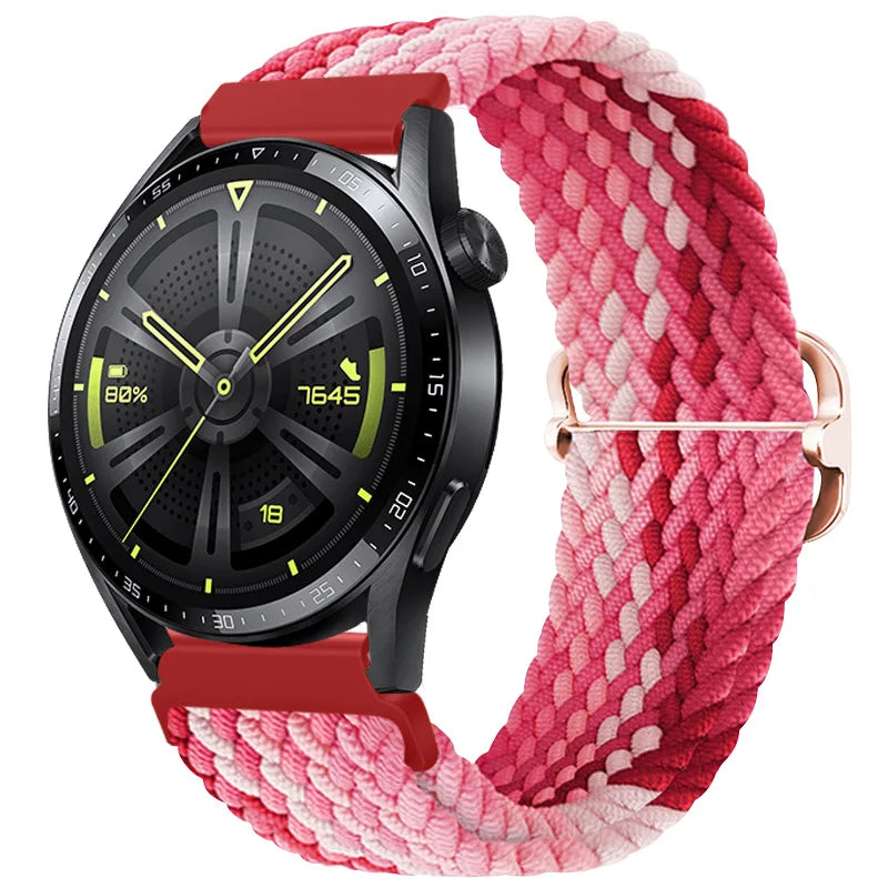 20mm 22mm Braided Solo Loop Strap For Samsung Watch 5/4/3 Active 2/Huawei Watch 3/GT Nylon Elastic Bracelet Amazfit GTR/GTS Belt