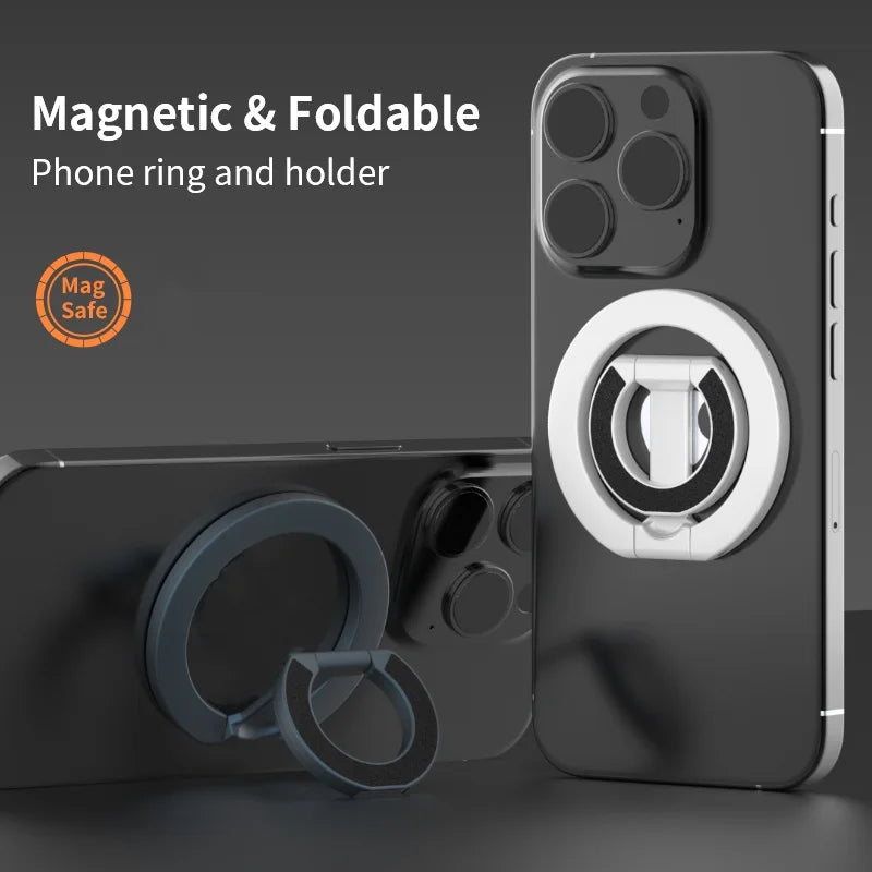 For Double-Sided Magnetic Phone Ring Holder for MagSafe Kickstand Magnet Grip for iPhone 16 15 14 For Huawei Xiaomi Stand Holder