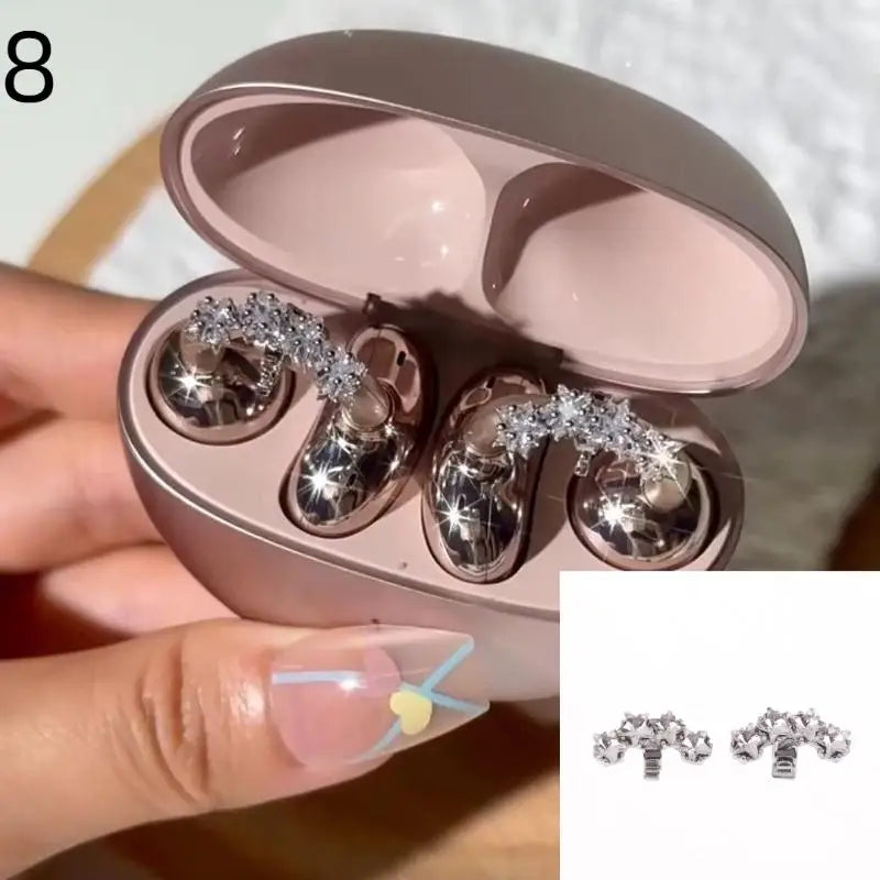 1Pairs Headphone Diameter Buckle Zircon Decorative Headphone Decoration Clip Removable Easy To Install Earbud Accessories〔Nest〕