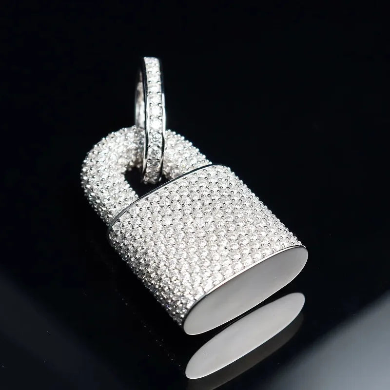 3D Customization Solid High Quality Iced  Moissanite Lock  Pendant Mother's Day and Father's Day Hiphop Jewelry for Men and Lady