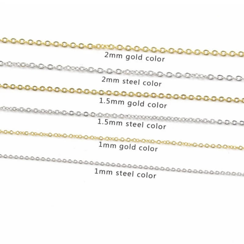 20 Pieces / Batch 304 Stainless Steel Necklace Link Necklace 1mm 2mm Thick Chain Link 45cm/50cm/60cm for Jewelry Necklace