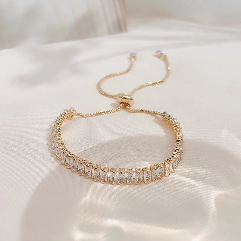 Luxury Color Cubic Zirconia Gold Color Tennis Bracelets For Women Girls 2022 New Trend Chain Bracelets Jewelry Party Gifts