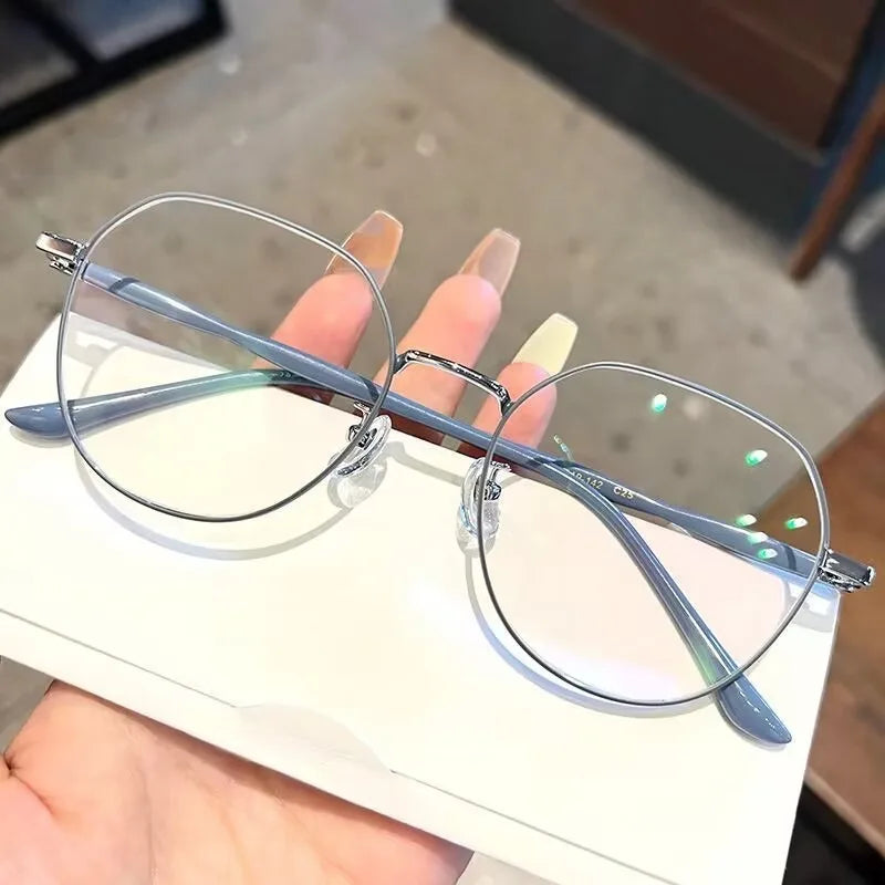Korean Fashion Metal Frame Eyeglasses Anti Blue Light/Radiation Glasses for Women for Student