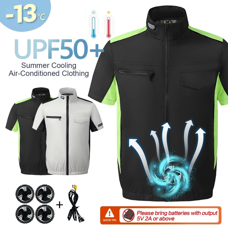 Summer Cooling Vest with Built-in Fan, Sun Protection & Cooling Jacket for Outdoor Fishing, Air Conditioned Clothing for Men and