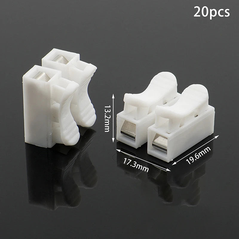 20Pcs 1P 2P 3P Spring Clamp Cable Wire Connector - No Screw Quick Terminal Block