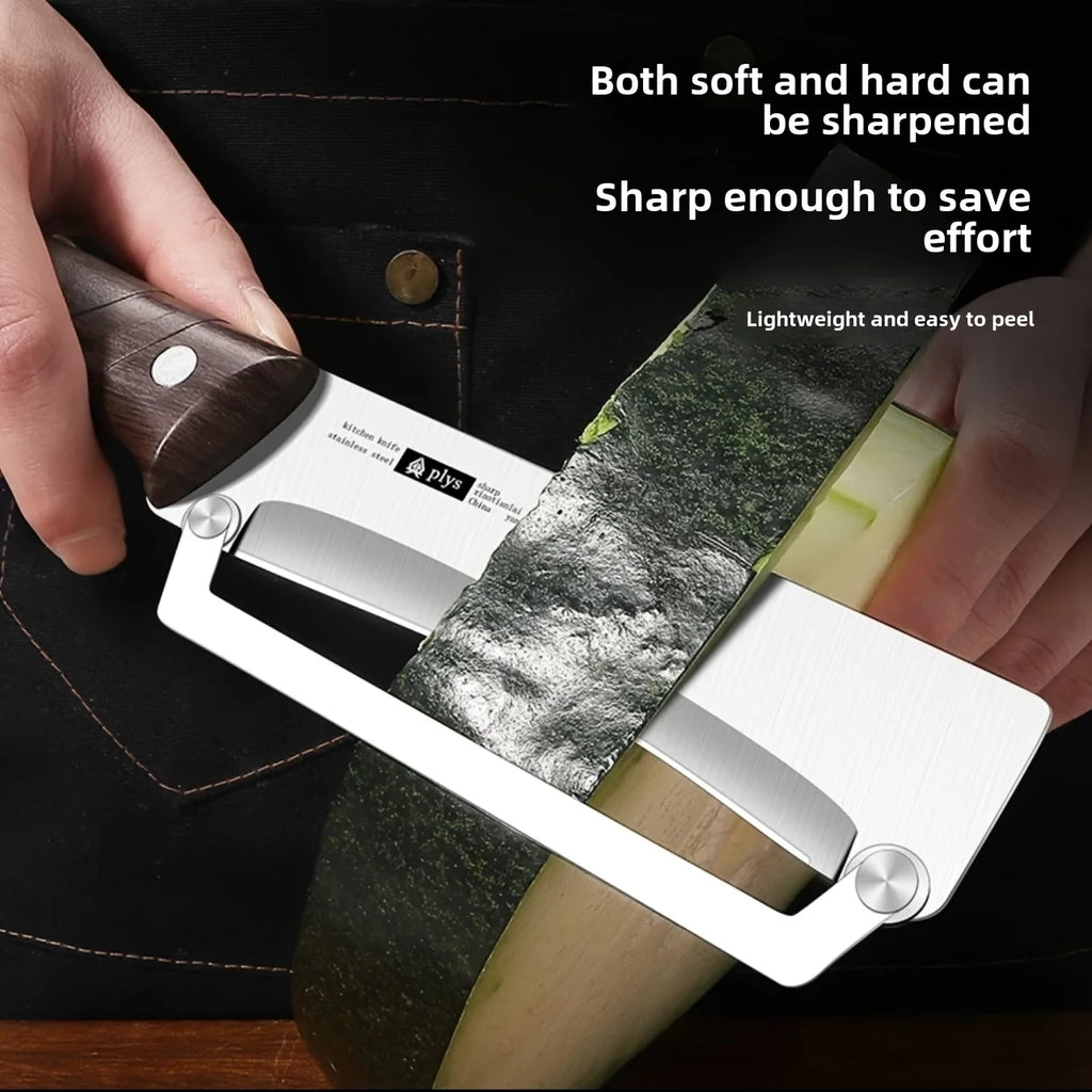 Stainless Steel Peeler with Imitated Wood Handle for Peeling and Slicing Fruits and Vegetables | Durable and Smooth Operation