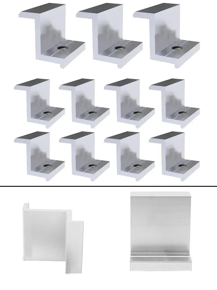 10Pcs Aluminum Alloy PV End Clamps Solar Photovoltaic Brackets For Solar Module Panel Racking Mounts Accessories