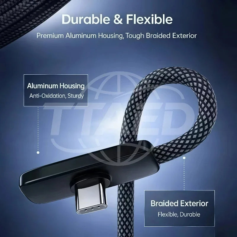 100W USB To Type C Fast Charging 90° Elbow Data Cable PD USB C Super Charging Game Cable for Samsung S23 S22 Huawei POCO Realme
