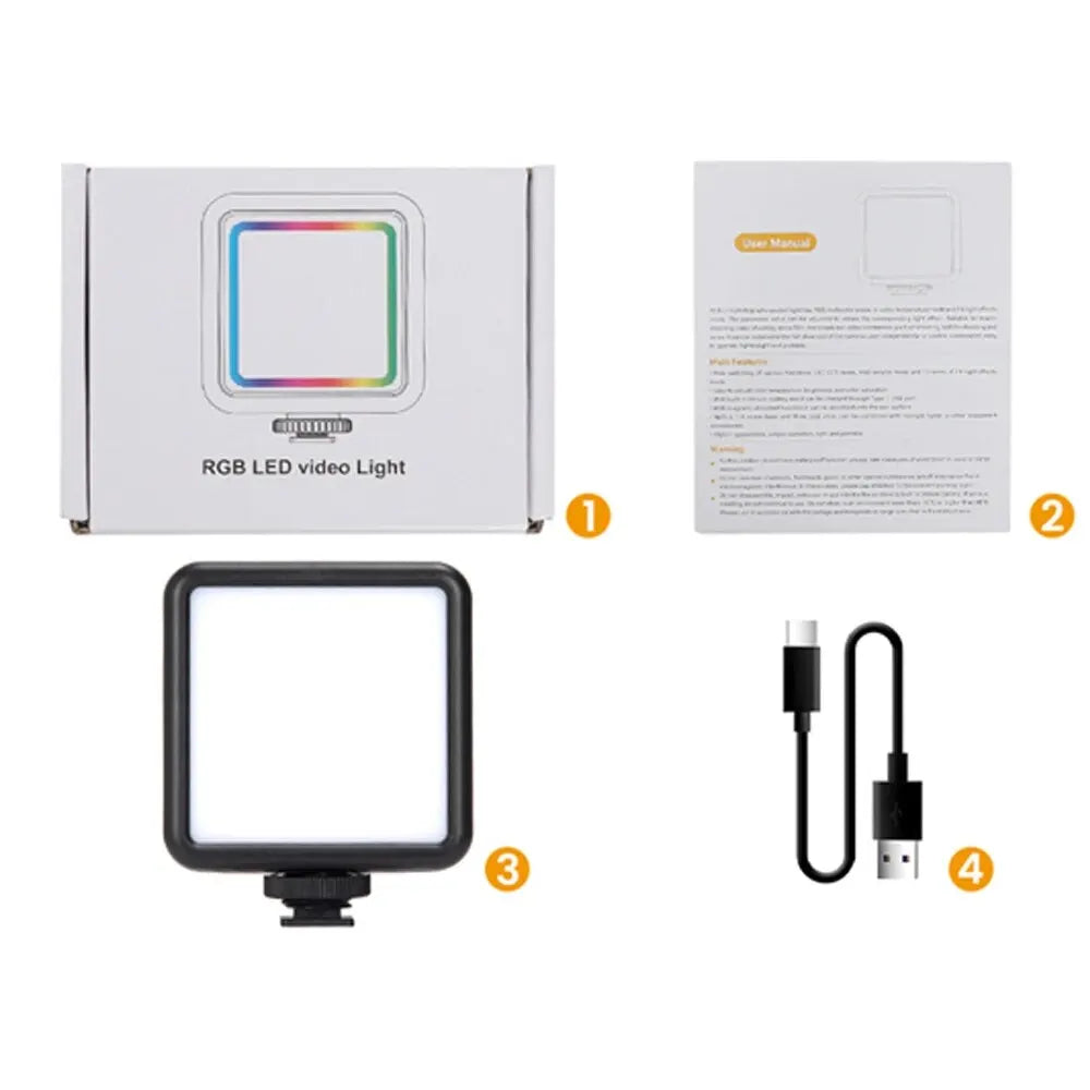 Minifocus RGB Video Light Mini LED Camera Light 1800mAh Rechargable LED Panel Lamp Photo Video Fill Lighting for Youtube Tik Tok